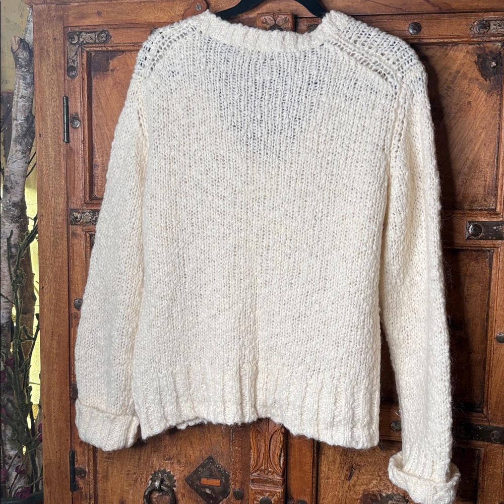 Liz Claiborne Cream V-Neck Soft Oversized drop shoulder Sweater sz XL - Picture 4 of 9